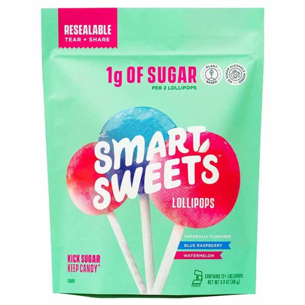 SmartSweets - Watermelon & Blue Raspberry Lollipops, 12-Pack Fashion