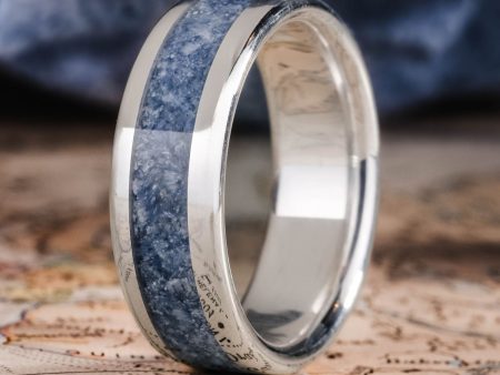 The Reef | Men s Silver Wedding Band with Blue Coral Supply