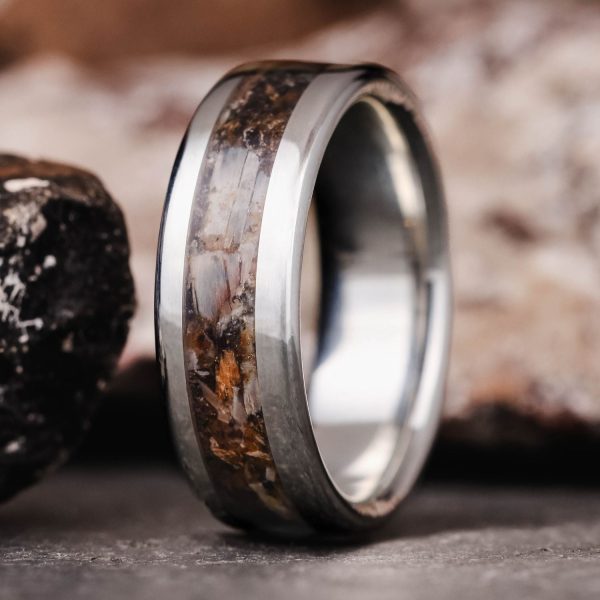 The Megalodon | Men s Silver Wedding Band with Megalodon Tooth Fashion