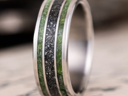 The Intergalactic | Men s Titanium Wedding Band with Meteorite and Imperial Diopside Inlays Online Hot Sale