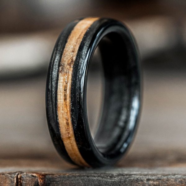 (In-Stock) The Whiskey Double | Men s Whiskey Barrel Wood Wedding Band - Size 6.25 | 6mm Wide Online