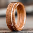 (In-Stock) The USS New Jersey | Men s Battleship Teak Wood Wedding Band with Whiskey Barrel Liner & 14k Yellow Gold Inlay - Size 7 | 7mm Wide For Cheap