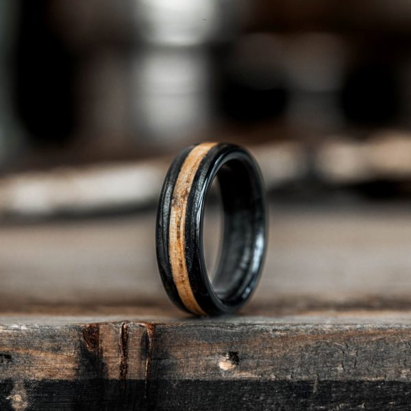 (In-Stock) The Whiskey Double | Men s Whiskey Barrel Wood Wedding Band - Size 6.25 | 6mm Wide Online