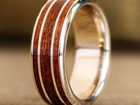 The Providence | Men s Gold Wedding Ring with African Mahogany Wood Fashion