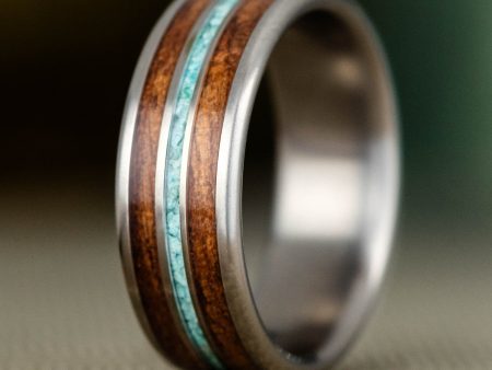 (In-Stock) Custom Men s M1 Garand Rifle Stock, Turquoise & 1903 Springfield Rifle Titanium Ring - Size 7.25 | 7mm Wide For Sale