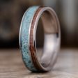 (In-Stock) Custom Men s Titanium Wedding Band with Turquoise and Dinosaur Bone - Size 8.75 | 6mm Wide Online