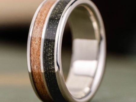 The Air Force | Men s Silver Wedding Band with Propeller Wood & Vintage Air Force Flight Suit Supply