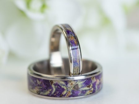 The Impressionist & Cassatt - Floral Purple Wedding Ring Set Online Hot Sale