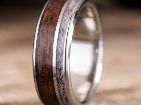 The Roosevelt | Men s Gold Elk Antler Wedding Band with 1903 Springfield Rifle Stock Wood Discount