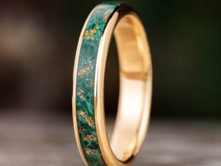 The Malachite | Malachite Gold Ring with Gold Flakes For Cheap