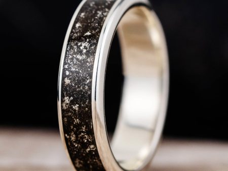 The Stargazer | Meteorite and Sterling Silver Ring with Silver Flakes Hot on Sale