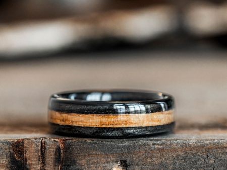 (In-Stock) The Whiskey Double | Men s Whiskey Barrel Wood Wedding Band - Size 6.25 | 6mm Wide Online