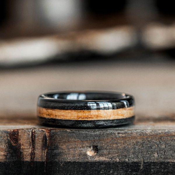 (In-Stock) The Whiskey Double | Men s Whiskey Barrel Wood Wedding Band - Size 6.25 | 6mm Wide Online