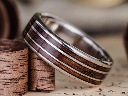 The Vanguard | Men s Gold Wedding Band with 1903 Springfield Rifle Stock Wood Inlays on Sale