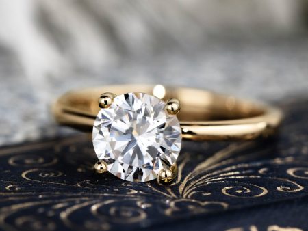 The Lora - Round Solitaire Engagement Ring with Delicate Nature Inspired Setting Hot on Sale