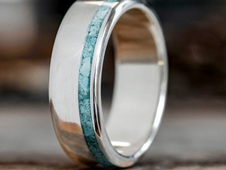 The Odyssey in Silver | Men s Silver Turquoise Wedding Band For Discount