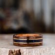 (In-Stock) Men s M1 Garand Wood Ring with Natural Whiskey Barrel, Scottish National Tartan & Dual Brass Inlays - Size 5.25 | 7mm Wide For Cheap