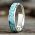 The Open Sky | Men s Turquoise and Silver Wedding Band - Wide Channel Hot on Sale