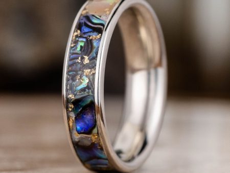 The Isle | Women s Gold Abalone Shell Ring with Gold Flakes Sale