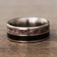 (In-Stock) Custom Titanium Wedding Band with Elk Antler & Weathered Elk Antler - Size 7.25 | 8mm Wide Supply