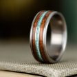 (In-Stock) Custom Men s M1 Garand Rifle Stock, Turquoise & 1903 Springfield Rifle Titanium Ring - Size 7.25 | 7mm Wide For Sale