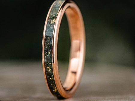 The Shenandoah | Women s Gold Moss Agate Ring with Gold Flakes Online