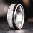 The Cove | Men s Silver Wedding Band with Obsidian and Mother of Pearl Hot on Sale