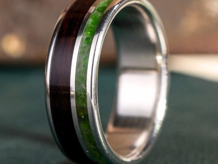 The Sage in Silver | Men s Sterling Silver Wedding Band with Rosewood & Green Imperial Diopside Fashion