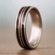 (In-Stock) Custom Titanium Wedding Band with Rosewood, Purpleheart Wood, & Antique Walnut - Size 12.25 | 7mm Wide Fashion