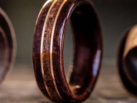 The Artisan | Men s Rosewood & 1903 Springfield Rifle Stock Wood Wedding Band with Dual Metal Inlays Online