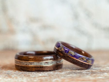 The Stag & The Champs-Elysees - Wood Wedding Ring Set Online