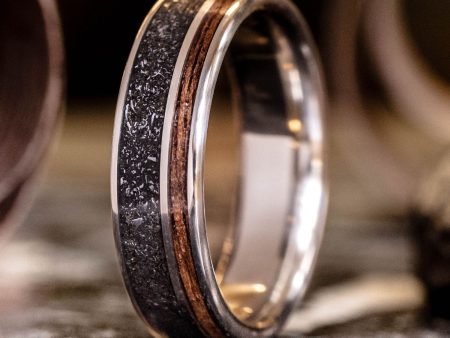 The Armada | Men s Gold Meteorite Wedding Band with M1 Garand Rifle Stock Wood Online Sale