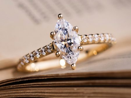 The Verity - Marquise Diamond Engagement Ring with Pavé Diamond Setting Fashion