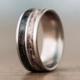 (In-Stock) Custom Titanium Wedding Band with Elk Antler & Weathered Elk Antler - Size 7.25 | 8mm Wide Supply