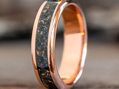 The Shenandoah | Men s Gold Moss Agate Wedding Band with Gold Flakes Online Hot Sale