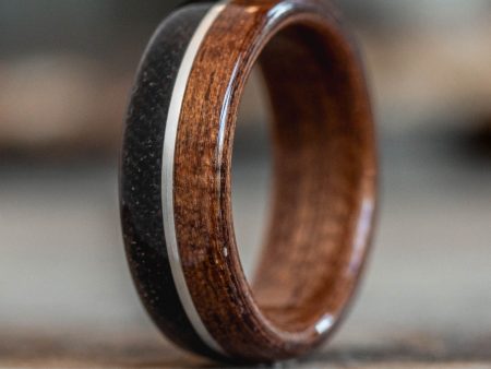 (In-Stock) The World War I Men s Rifle Stock Wood Wedding Band with WWI Uniform & Sterling Silver Inlay- Size 7 | 7 Wide Cheap