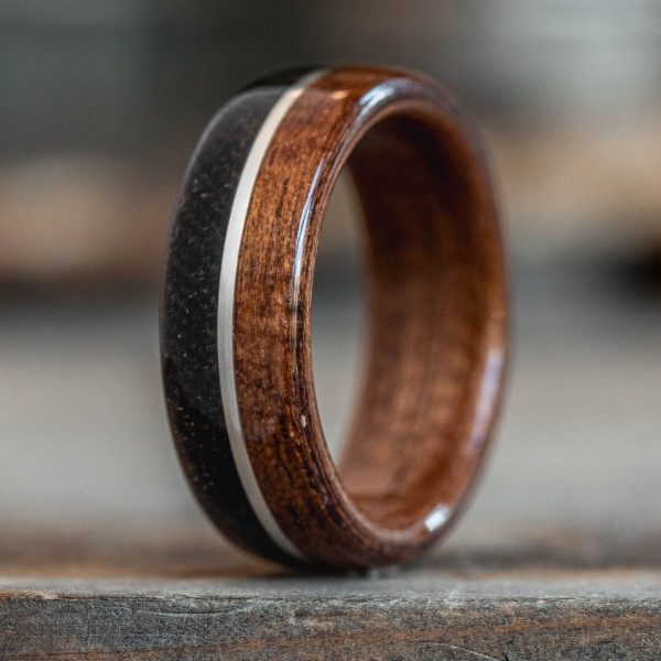 (In-Stock) The World War I Men s Rifle Stock Wood Wedding Band with WWI Uniform & Sterling Silver Inlay- Size 7 | 7 Wide Cheap