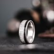 The Cove | Men s Silver Wedding Band with Obsidian and Mother of Pearl Hot on Sale