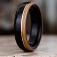 (In-Stock) The Highball Men s Wooden Whiskey Barrel Ring with 14k Yellow Gold Inlay - Size 9.75 | 6mm Wide Sale