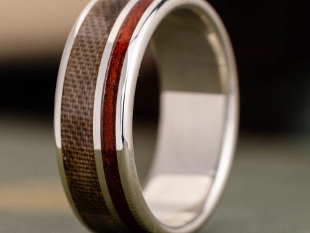 The Leatherneck in Silver | Men s Silver Wedding Band with Marine Desert MARPAT Uniform & Bloodwood Inlays Sale