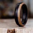 (In-Stock) The Highball Men s Wooden Whiskey Barrel Ring with 14k Yellow Gold Inlay - Size 9.75 | 6mm Wide Sale