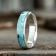 The Open Sky | Men s Turquoise and Silver Wedding Band - Wide Channel Hot on Sale