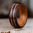 (In-Stock) Men s M1 Garand Wood Ring with Natural Whiskey Barrel, Scottish National Tartan & Dual Brass Inlays - Size 5.25 | 7mm Wide For Cheap