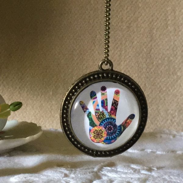 Necklace Glass Dome hand therapy jewelry Beautiful hand print Supply