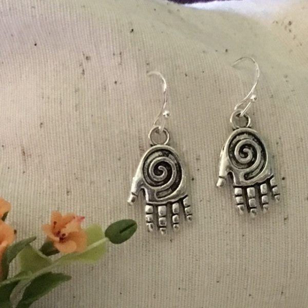 Earrings Hand Shaped hand therapy jewelry  Silver Healing swirl Fashion