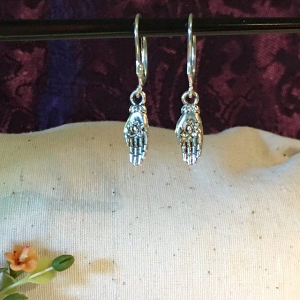 Earrings hand shaped hand therapy jewelry palm and flower For Sale