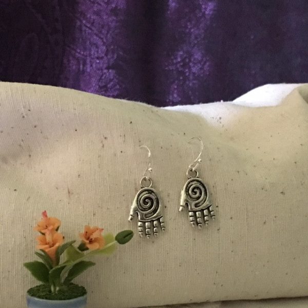 Earrings Hand Shaped hand therapy jewelry  Silver Healing swirl Fashion