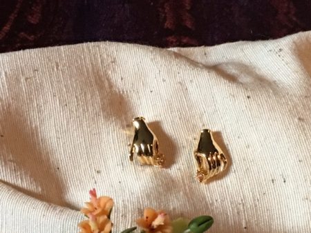 Earring hand shaped hand therapy jewelry 18K gold plated with golden colored jewel Hot on Sale