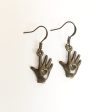 Earrings hand shaped hand therapy jewelry  reaching hands with heart For Discount