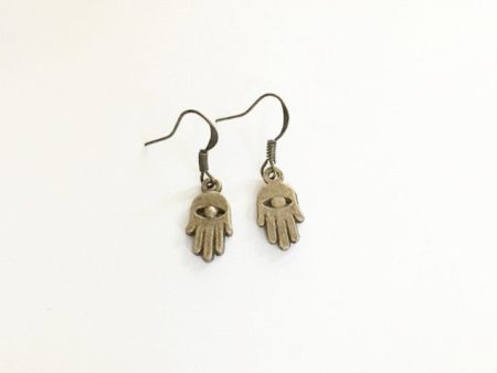 Earrings Hand shaped  hand therapy jewelry   Bronze hand with eye For Cheap